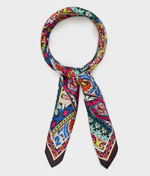 Nalì foulard in seta fantasia floreale nero