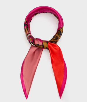 Nalì foulard seta stampa Paisley+maculato Fucsia