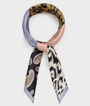 Nalì foulard seta stampa Paisley+maculato Lilla