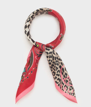 Nalì foulard seta stampa Paisley+maculato Rosso