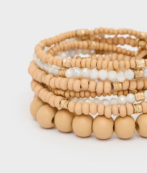 Nalì set bracciali elastici in legno pietre oro