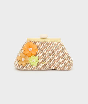 Nalì Pochette Malaga in paglia con fiori
