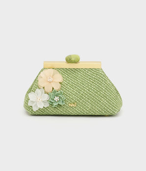 Nalì Pochette Malaga in paglia con fiori