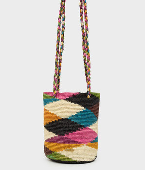 Nalì borsa Rhama medium rombi in rafia multicolor