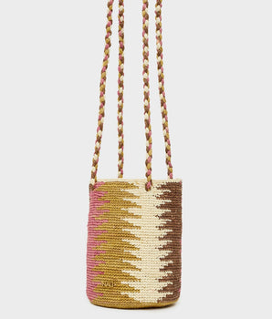 Nalì borsa Rhama medium stripes in rafia multicolor