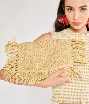 Nalì clutch fringe in rafia