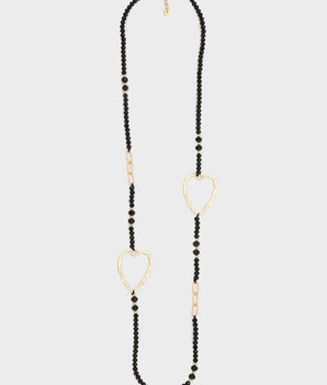 Nalì collana lunga con perline e cuori