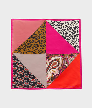 Nalì foulard seta stampa Paisley+maculato Fucsia