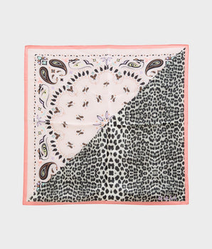 Nalì foulard seta stampa Paisley+maculato Rosa