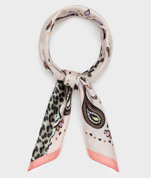 Nalì foulard seta stampa Paisley+maculato Rosa