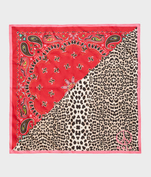Nalì foulard seta stampa Paisley+maculato Rosso