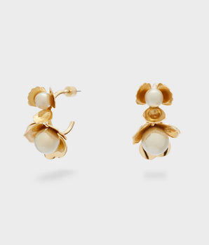 Nalì orecchini fiore oro con perla champagne