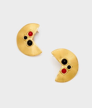 Nalì orecchini semicerchi con pietre oro