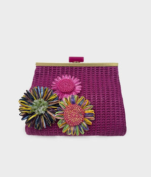 Nalì pochette Marbella in paglia con fiori