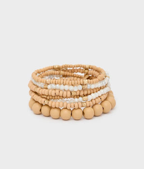 Nalì set bracciali elastici in legno pietre oro