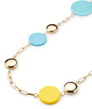 Collana lunga in metallo, con inserti in acrilico