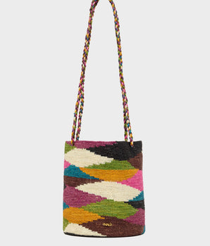 Nalì borsa Rhama small in rafia multicolor rombi